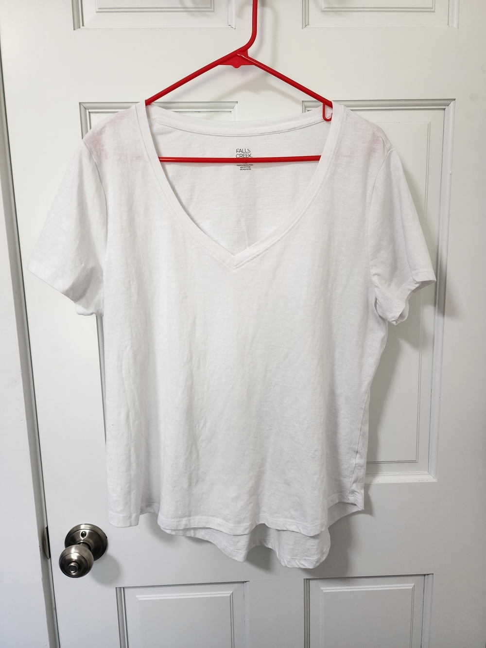 Falls Creek Women's White V-Neck Short Sleeve Tee